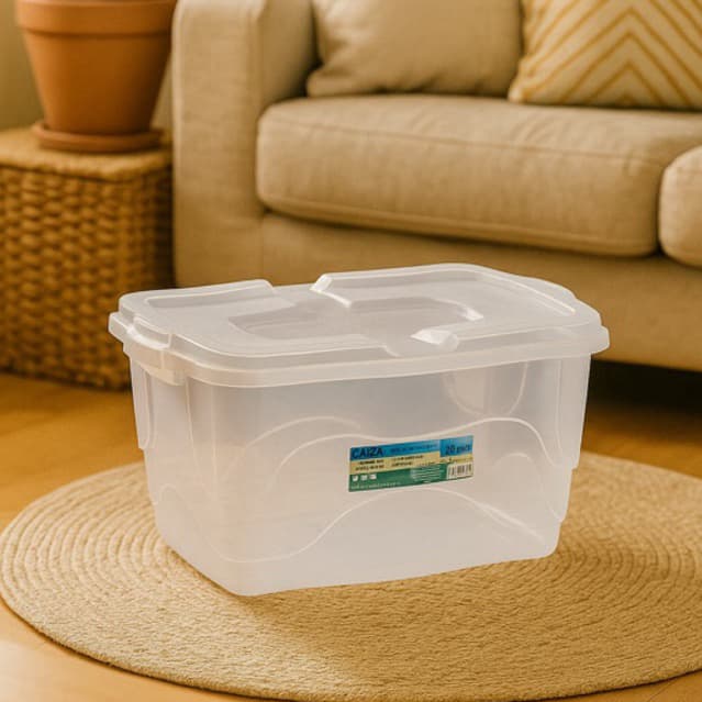 kit 2 Caixas 20 Litros Transparente Caixa Organizadora