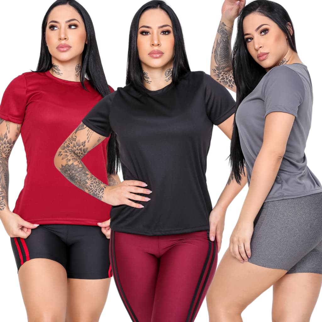 Camiseta Feminina Manga Curta Dry Fit Academia Corrida Fitness Respirável Esporte Dia a Dia