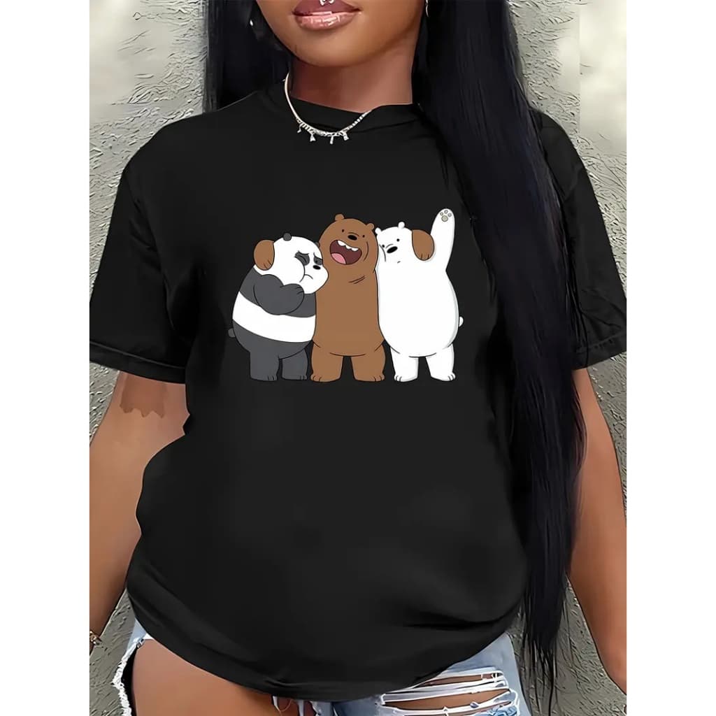 Camiseta Feminina Algodão Adulto, Infantil PlusSize 3 Urso Polar Panda Coala Streetwear Moda Premium