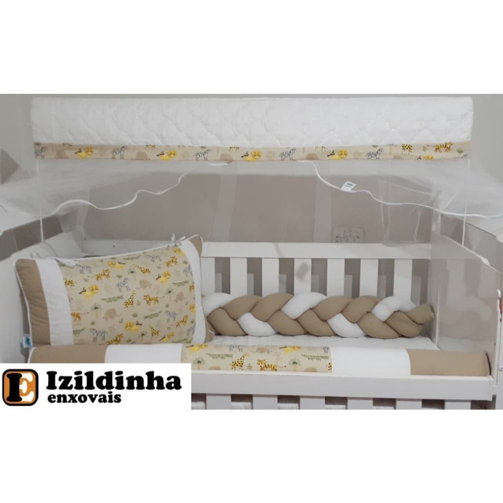 Kit Berço 10 Peças Menino com Mosquiteiro – Tema Amiguinhos | Enxoval Completo para Bebê