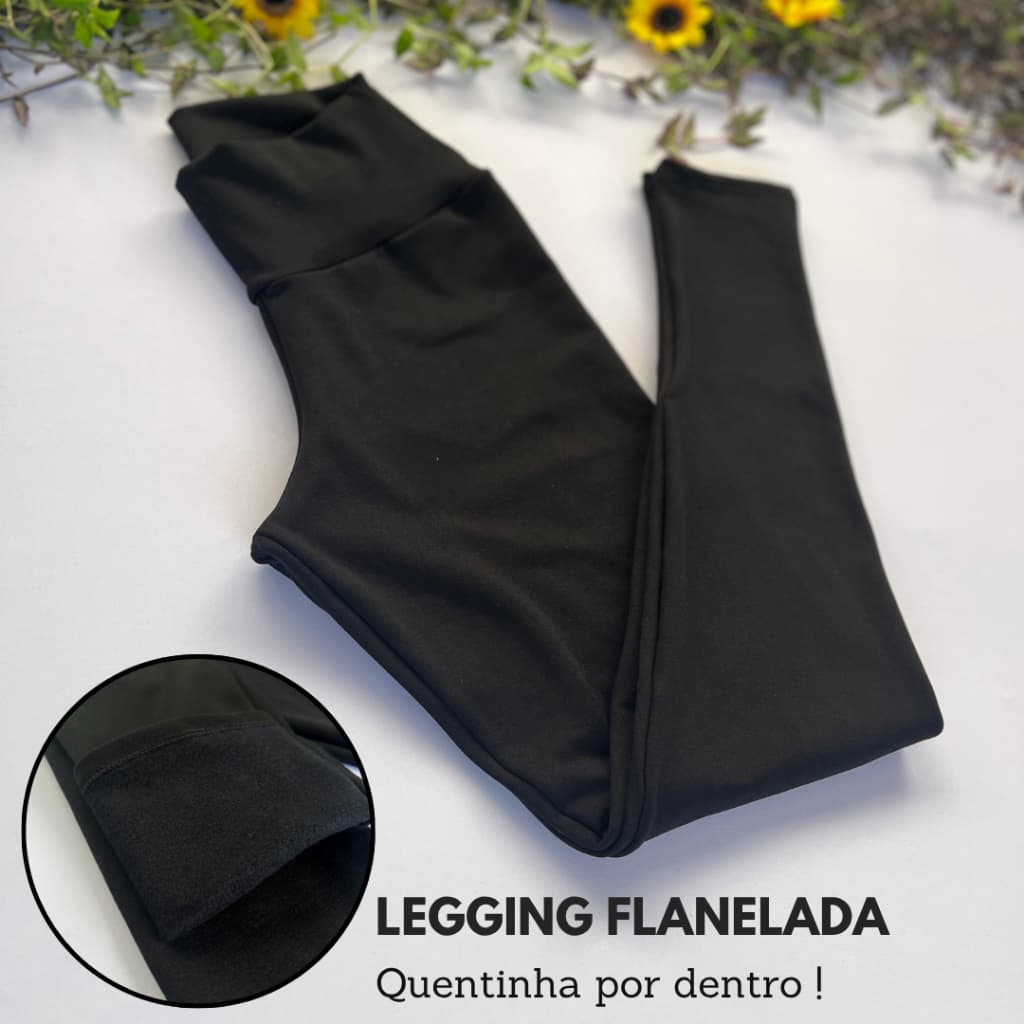 Legging Flanelada Com Forro de Pelucia Grossa Peluciada Calça Forrada Por Dentro Costura Reforçada Calça Térmica