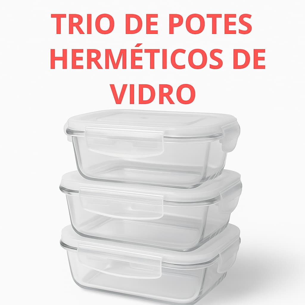 Kit 3 Potes Herméticos de Vidro com Tampa Lacre 320ML– Qualidade e Segurança na Sua Cozinha
