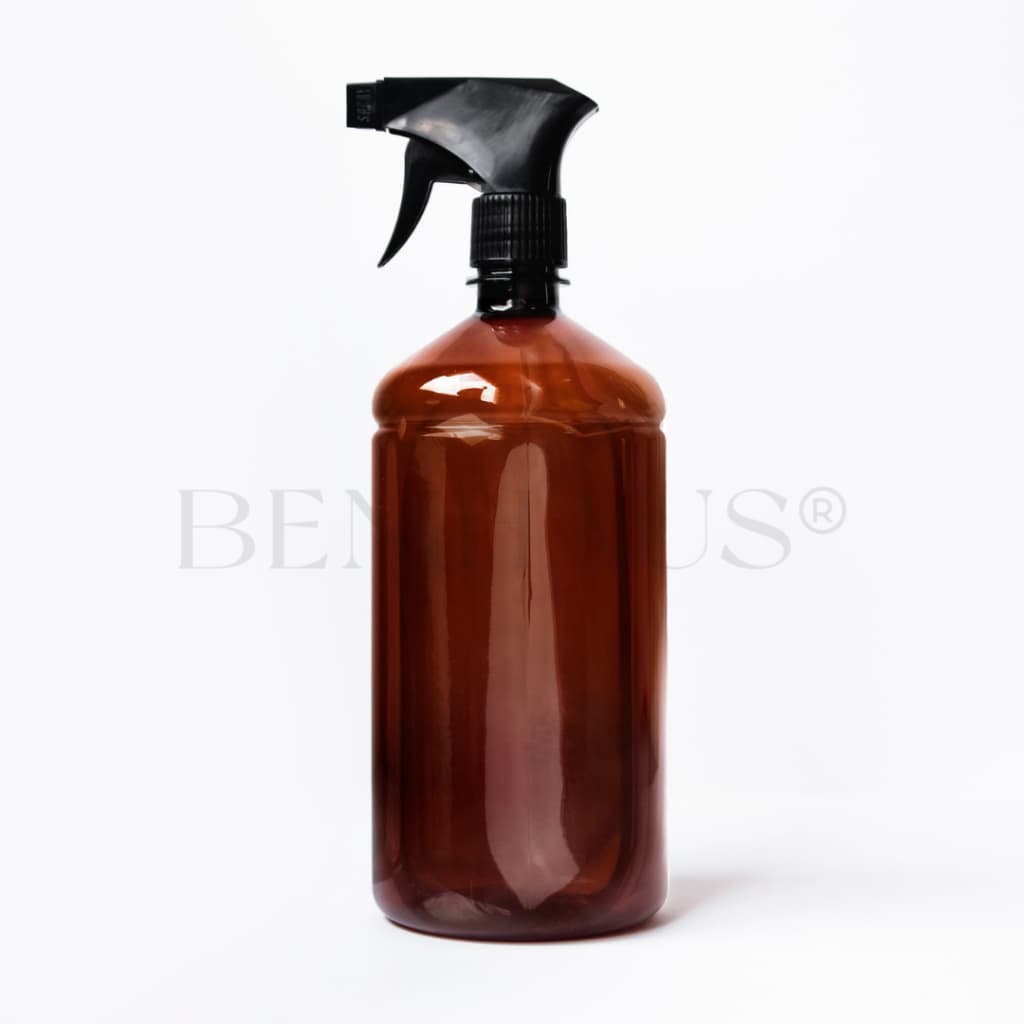 Frasco Ambar com Válvula Borrifadora Gatilho Preto Borrifador 28/410- 1 litro