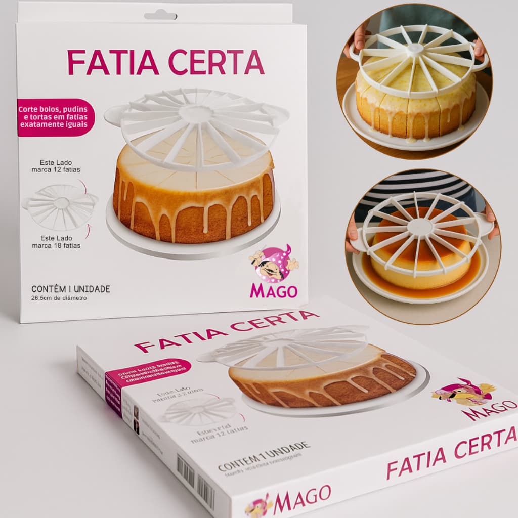 Cortador Marcador Fatia Certa 12 e 18 Fatias Bolo Torta Pudim Doces Mago