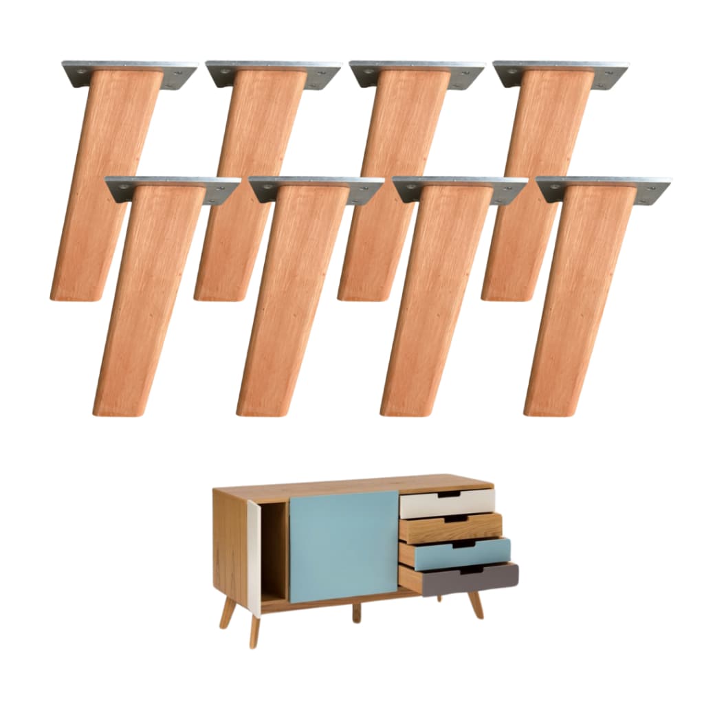 Kit 8 Un Pé Palito Retro Para Móveis 20cm Com Base Madeira Eucalipto