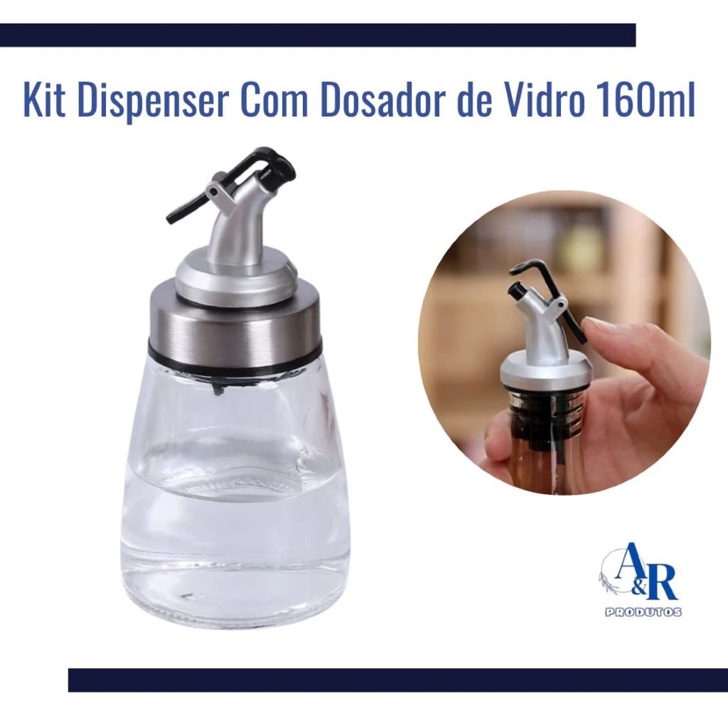 Kit Dispenser com Dosador de Vidro 160ml Garrafa Azeite Vinagre