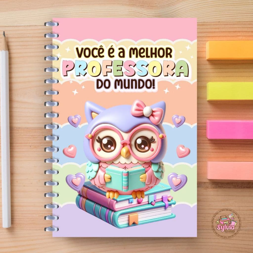 🎀 Agenda Professora 2026 Kawaii 3D | 4 Capas Disponíveis | Capa Dura A5 | Datada ou Permanente