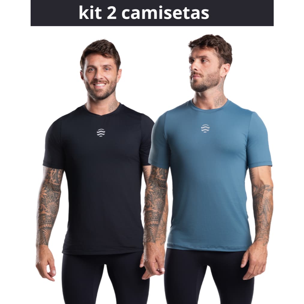 Kit 2 Camisetas Dry Fit Masculina FLOWFIT Fitness Corrida Academia Leve e Seca Rápido