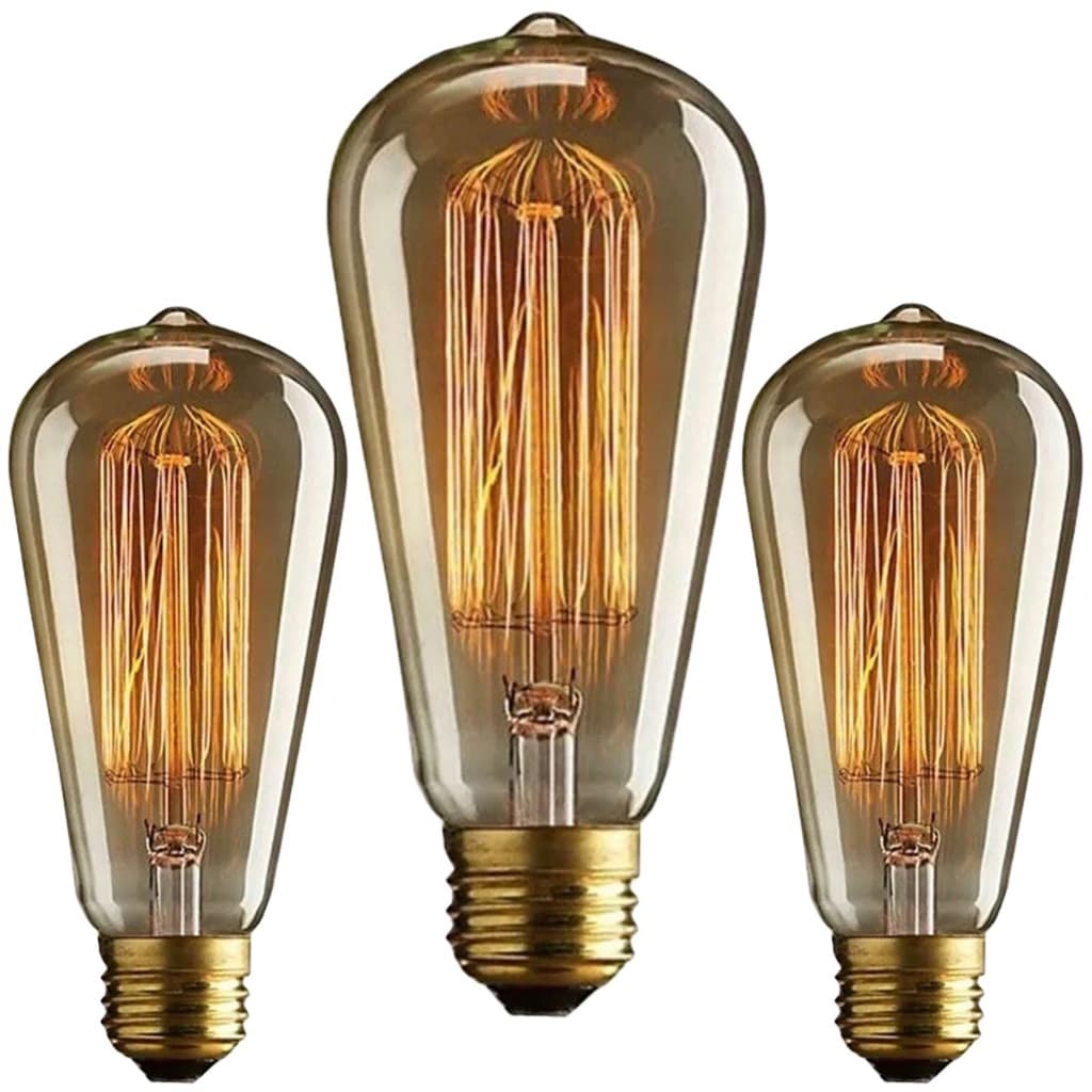 Kit 3 Peças Lâmpadas Filamento De Carbono Retrô St64 40w Dimerizavel