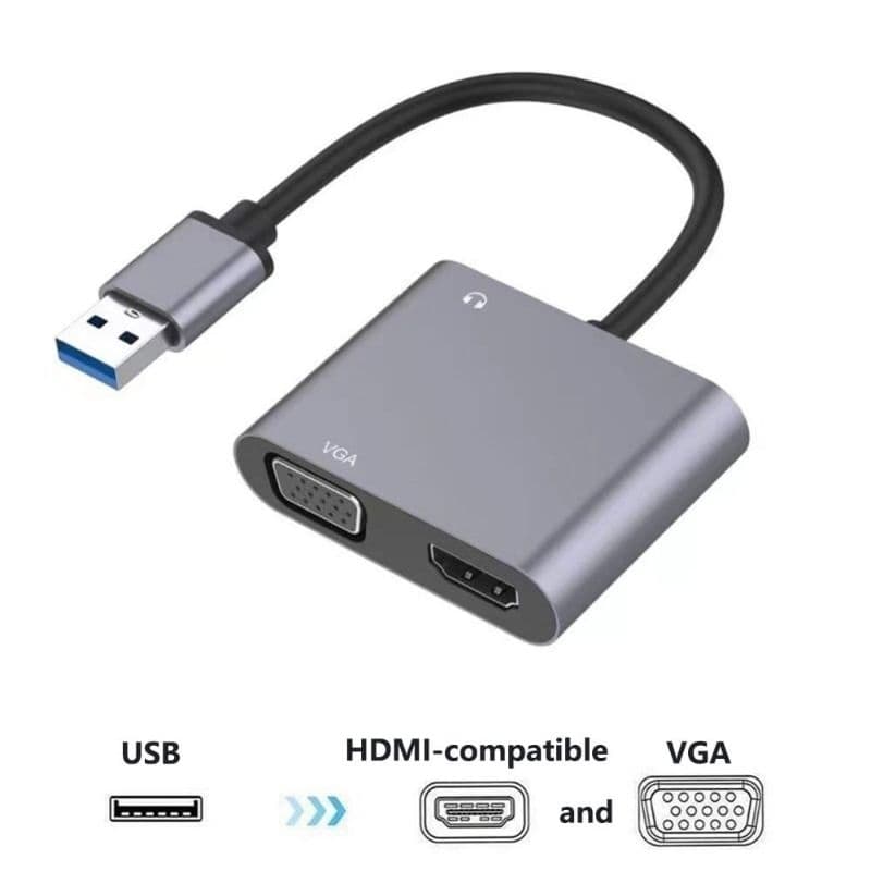 Adaptador USB-C para HDMI/VGA/Áudio