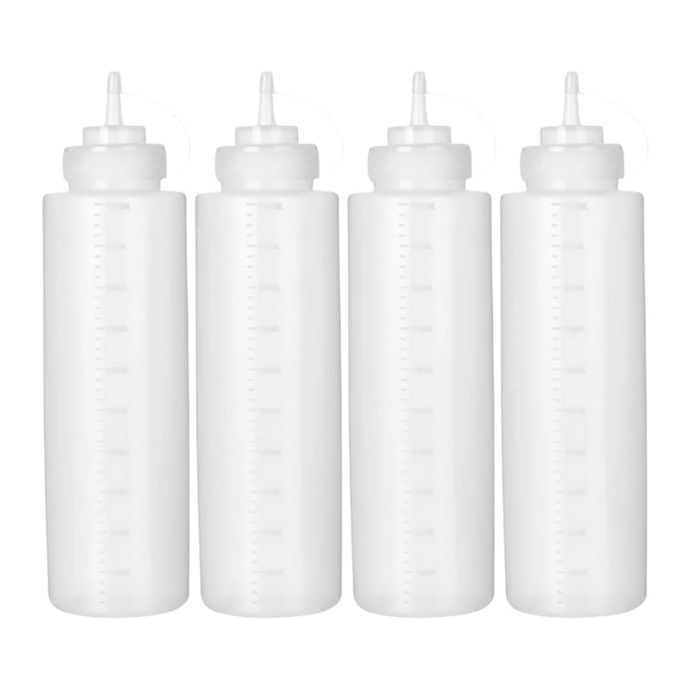 4 Bisnagas Grande Com Tampa 1 Litro para Molhos Caldas e Cremes