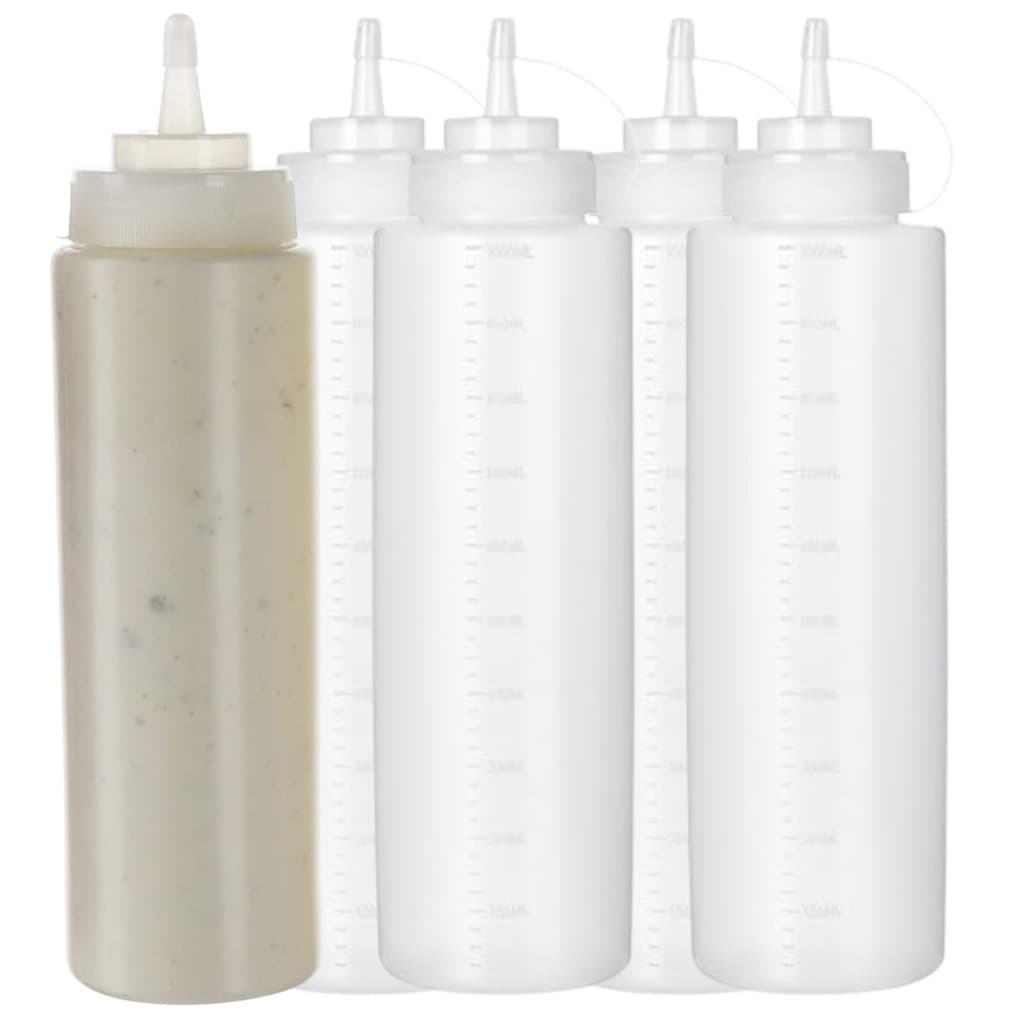 Bisnaga Grande com Tampa 1 Litro para Molhos 5 Pecas - KIT 5 BISNAGAS GRANDE 1 LITRO