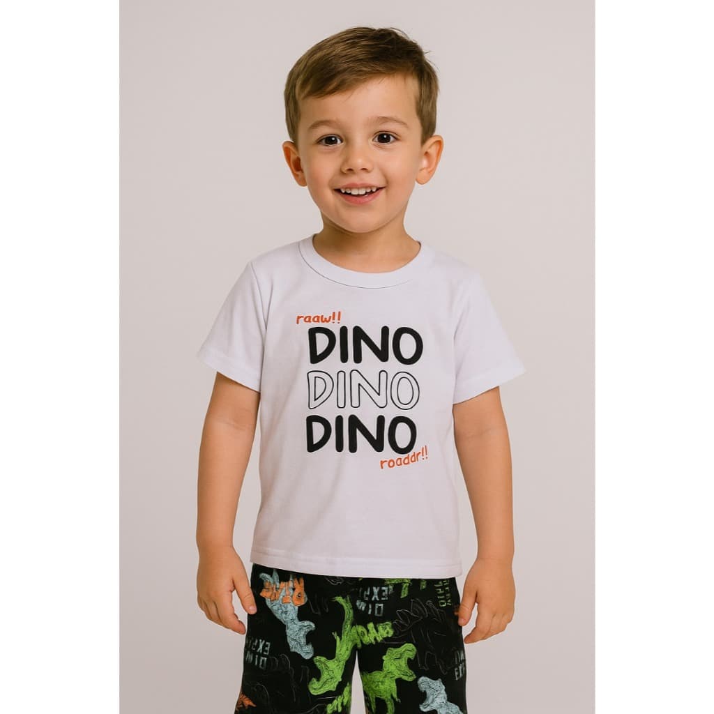 Conjunto Infantil Menino Camiseta + Bermuda Estampas Variadas Colorido do 01 ao 14