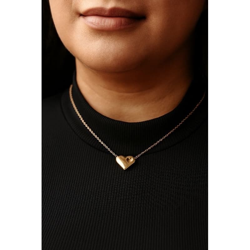 Colar/Corrente/Gargantilha Dourado Folheado a Ouro – Coração com Frase | Não Escurece | Chique e Feminino