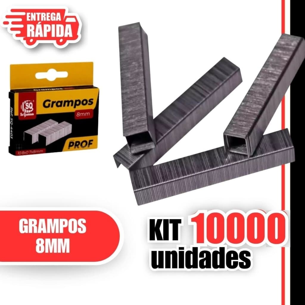 10.000 Grampos Para Grampeador Madeira Tapeceiro 8mm