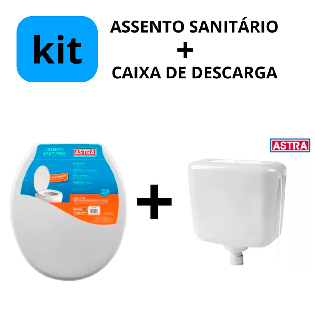 Kit assento sanitário e caixa de descarga Astra cor branco