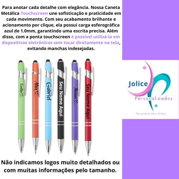 Kit 12 Canetas Touchscreen  Personalizadas Premium
