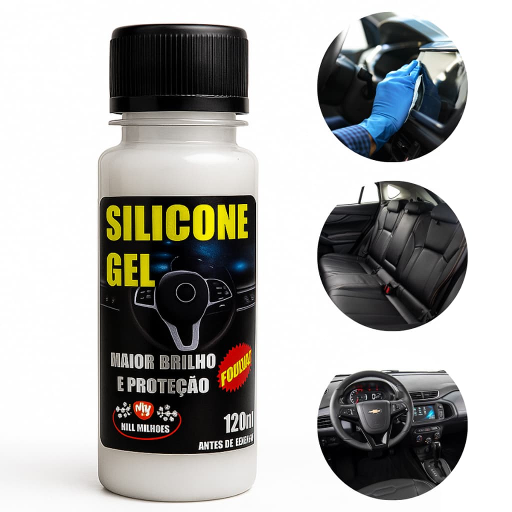 Silicone Gel Perfumado Automotivo 120ml – Brilho Imediato, Proteção UV e Acabamento Profissional