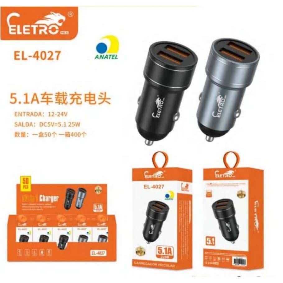 kit 10 Carregador Veicular Turbo Usb 2 Entradas le-507/AL-C080 funte/el-4027