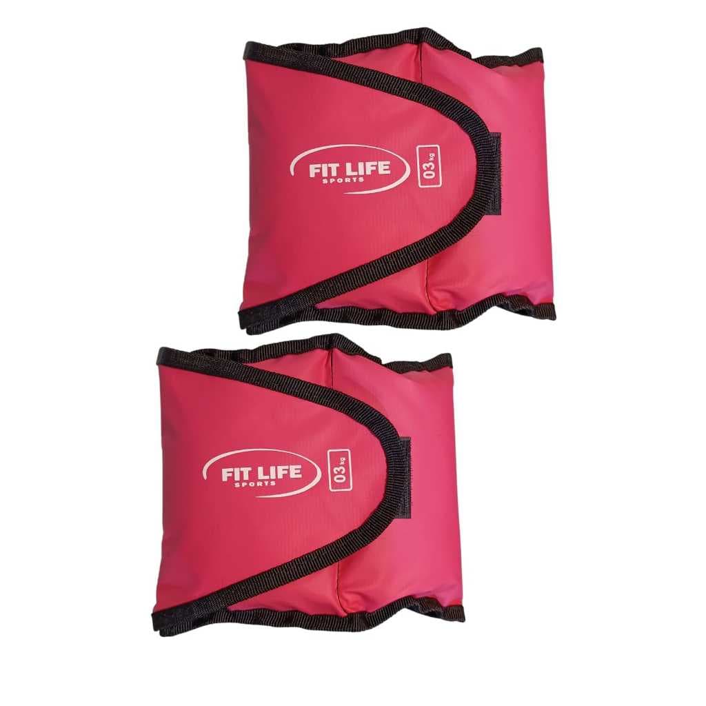 Par Caneleira Tornozeleira de Peso Perna Rosa 3kg Fit Life