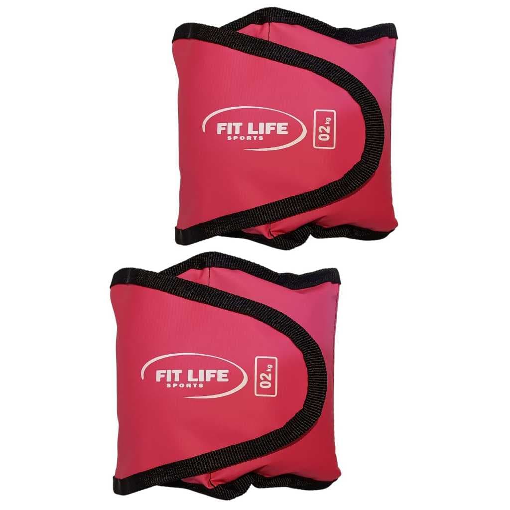 Par Caneleira Tornozeleira de Peso Perna Rosa 2kg Fit Life