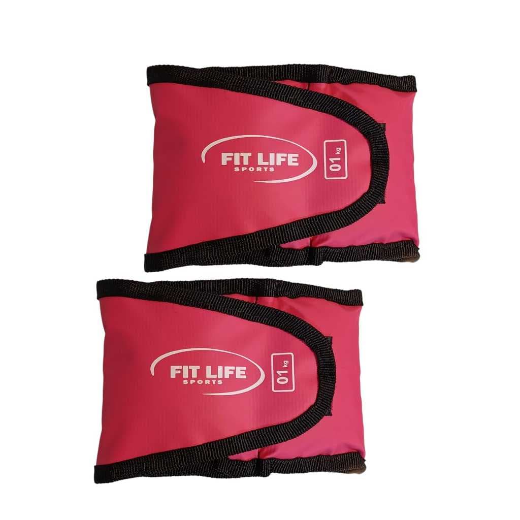 Par Caneleira Tornozeleira de Peso Para Perna Rosa 1kg Fit Life