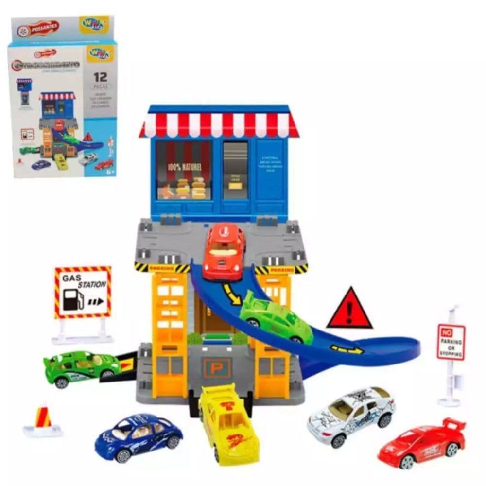 Mini Pista Infantil de Estacionamento/Garagem de Brinquedo Educativo Com Carrinhos e Diversas peças