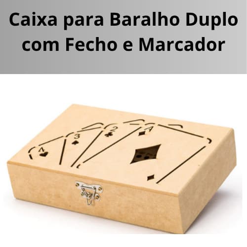 Caixa 21x14x5 organizador para baralho Duplo com, Fecho Marcador De Truco Em Mdf cores Cru caixa Porta Baralhos