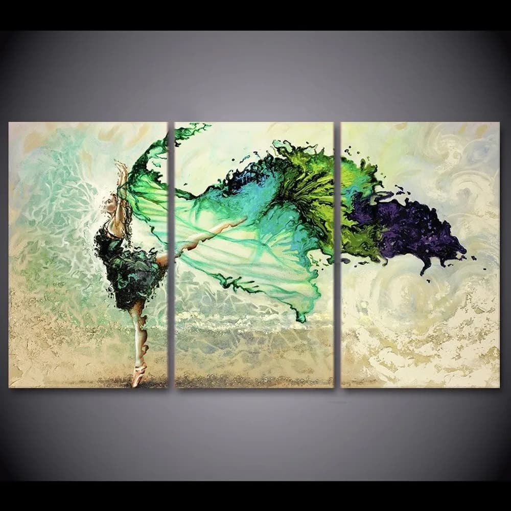 Quadro Decorativo 3 Peças Bailarina Borboleta Arte Dança Artistico
