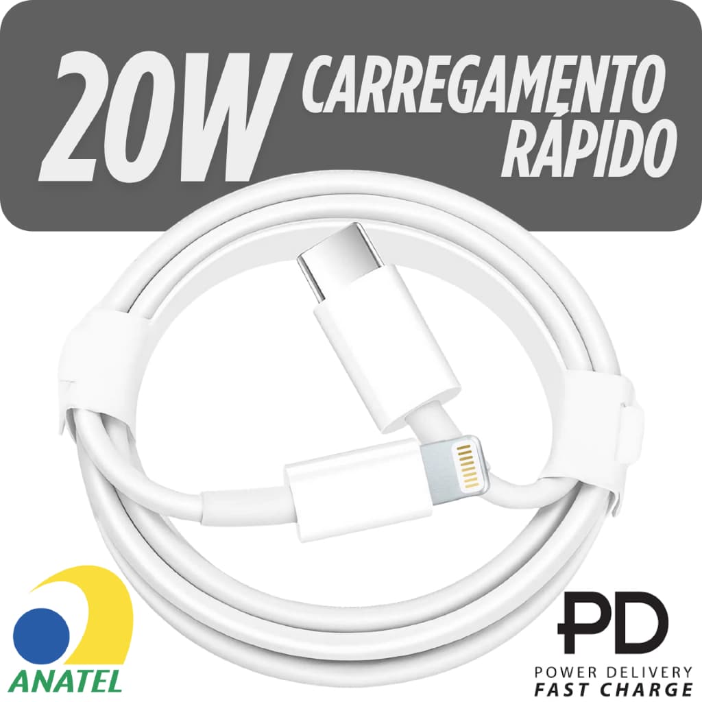 Cabo Lightning USB-C para iPhone carregamento Rápido Compatível com PD Fast Premium Quality