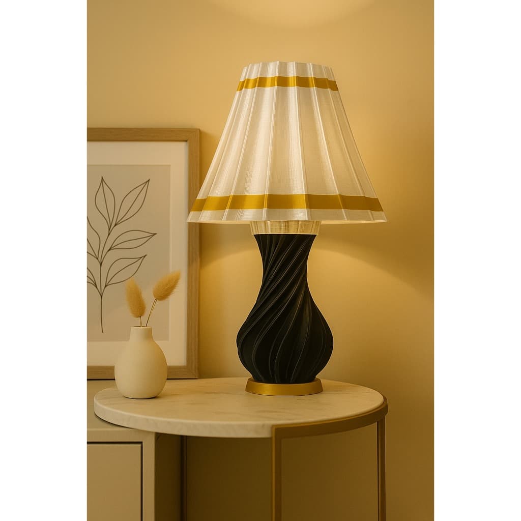 Abajur Decorativo Moderno com Base em Impressão 3D | Design Espiral Torcido | Iluminação Suave | Decoração Sala Quarto