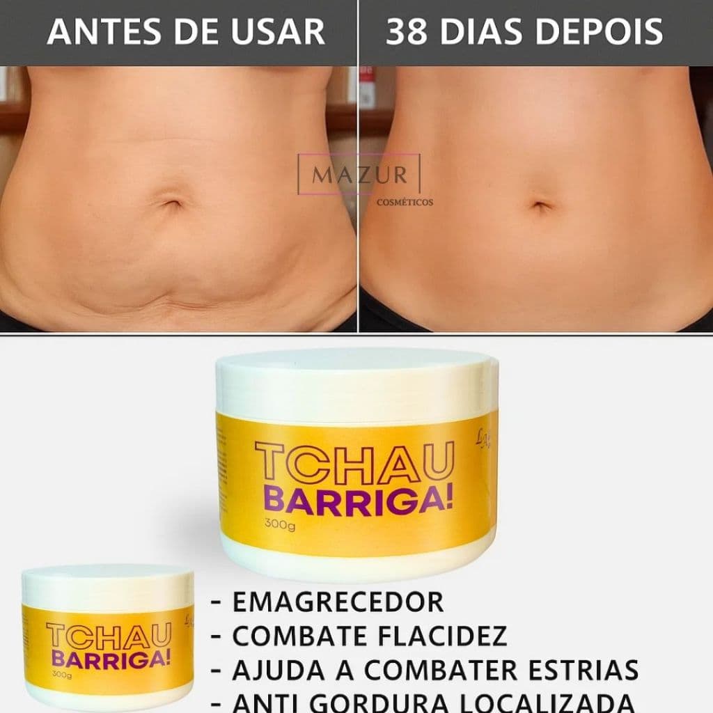 Creme Redutor de medidas Corporal | Creme Firmador - Seca Barriguinha - Tchau Barriga 300g