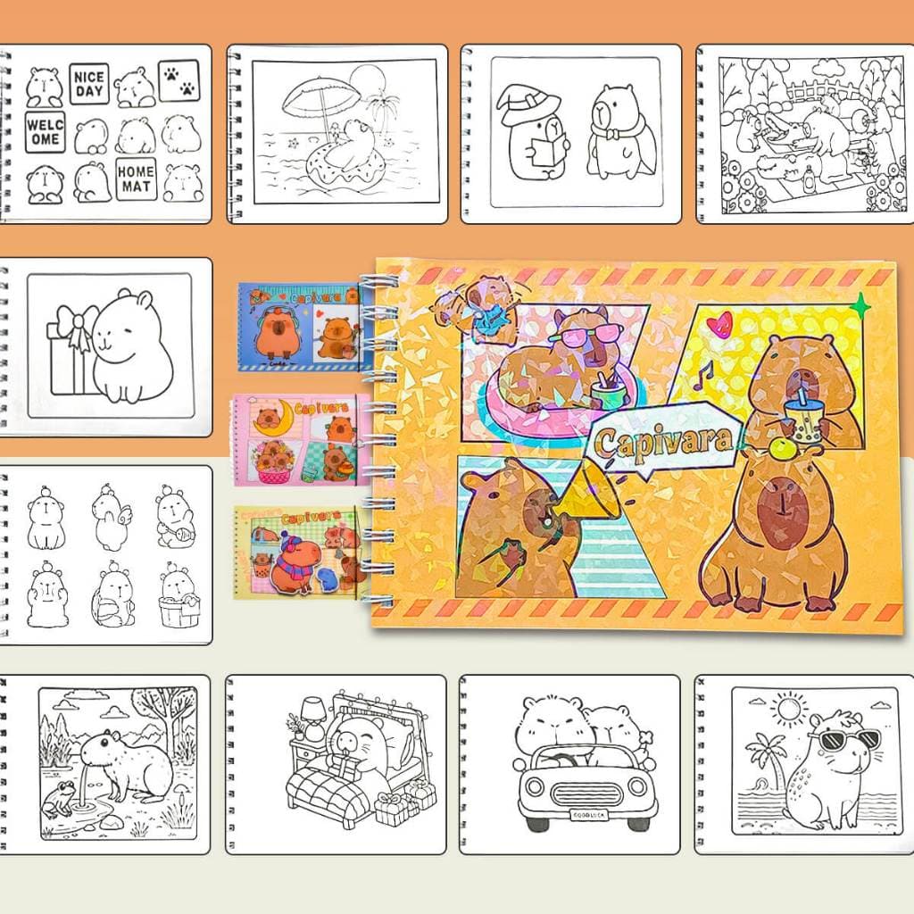 Livro Infantil de Colorir com Capivara – Ideal para Aprendizado, Criatividade e Coordenação Motora
