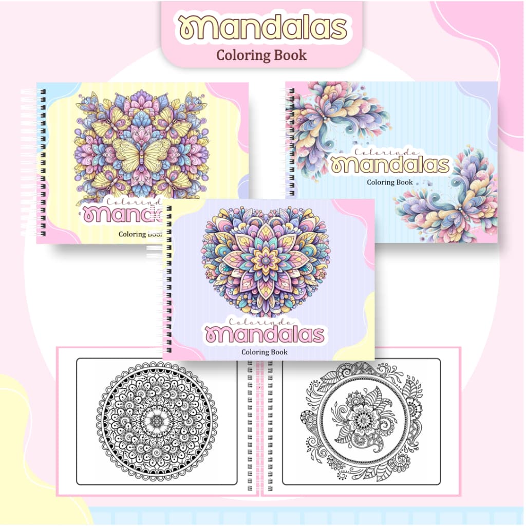 Livro de Colorir Mandala 52 Folhas 180G Caderno de Desenho Pintura Coloring Book SEM PERSONALIZAÇÃO