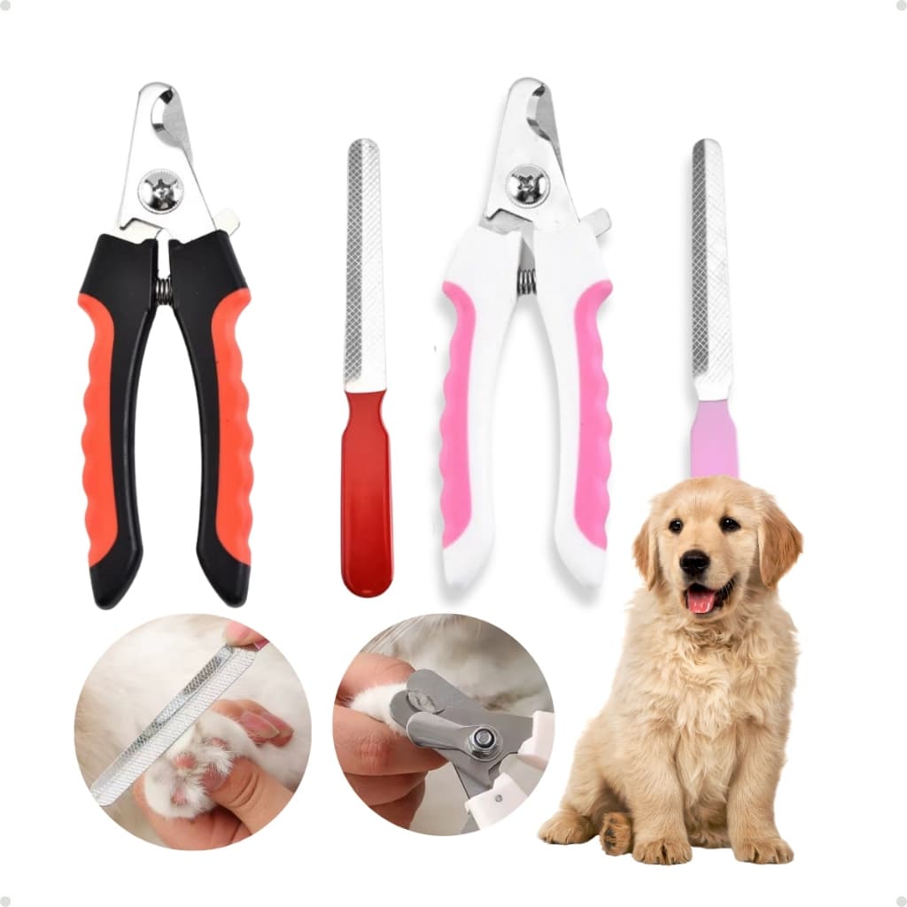 Kit Higiene Pet Cortador de Unha + Lixa para Cães e Gatos Aparador Seguro para Cuidados e Bem-Estar Animal