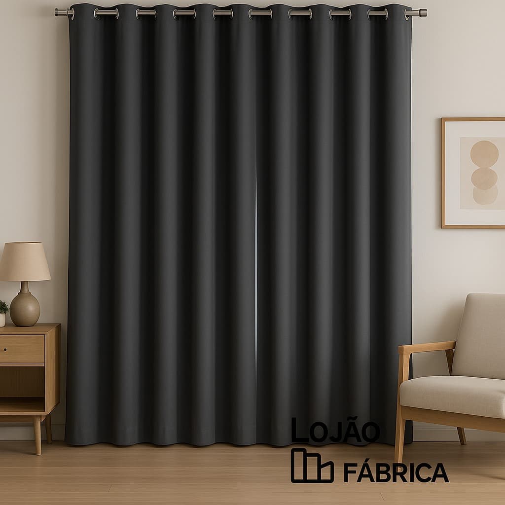 Cortina 4,00x2,70m com Forro de Microfibra e Voil Xadrez Elegante Ideal para Sala e Quarto Promoção