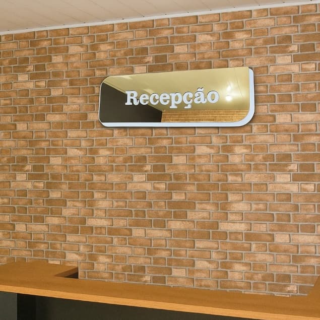 Placa Identificação Sinalização Mdf Acrilico Espelhado Recepção