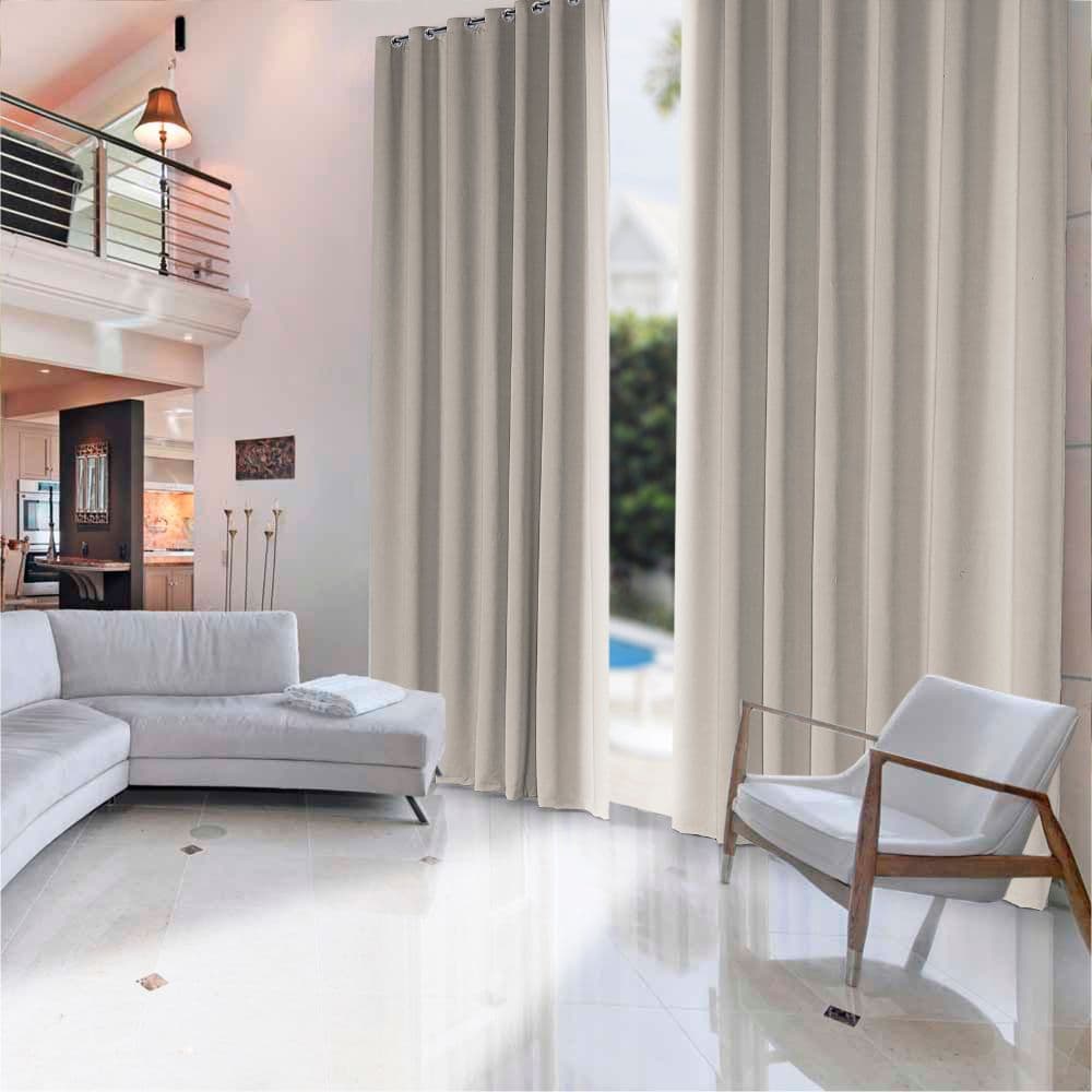 Cortina Solaris Blackout Corta Luz de Tecido Sala Pé Direito Duplo 5,40m x 5,00m Ilhós Cromado