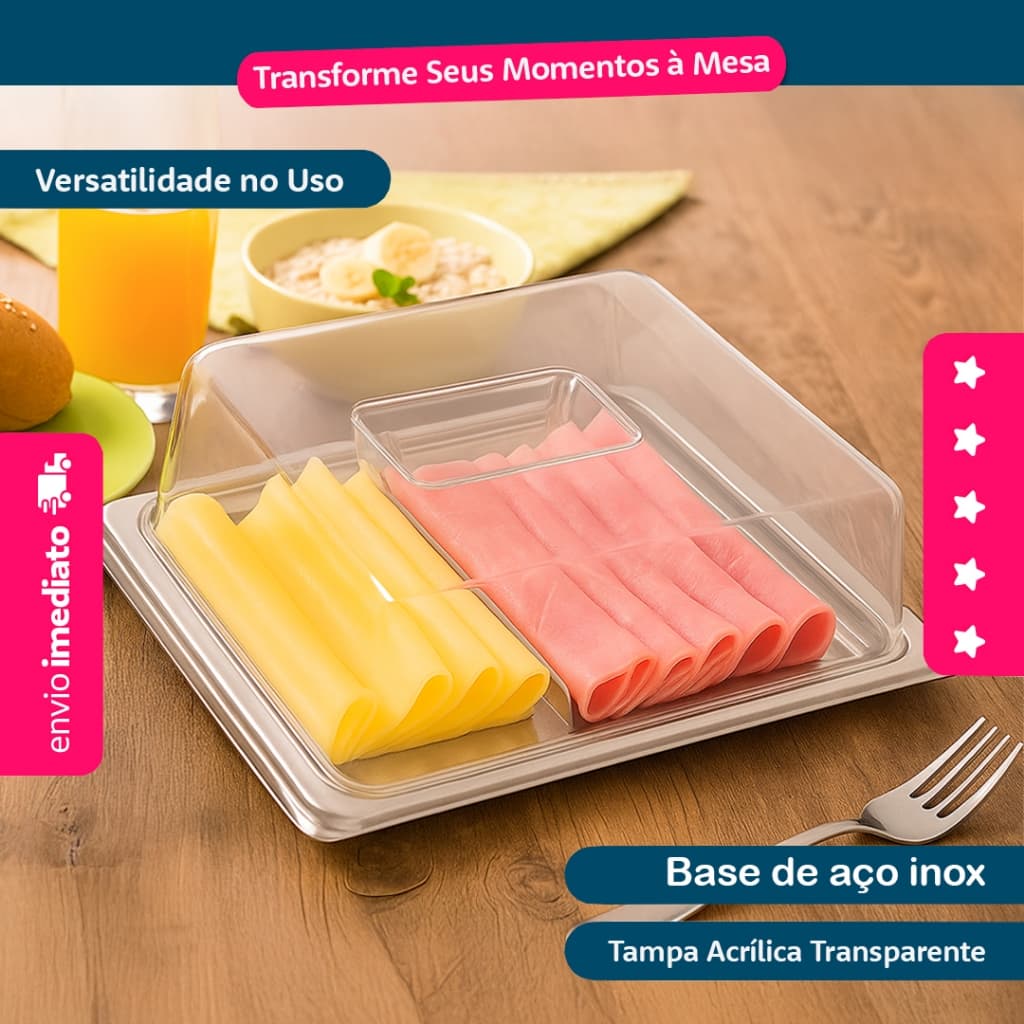 Organizador de Frios para Geladeira com Tampa Acrílica - Dolce Home