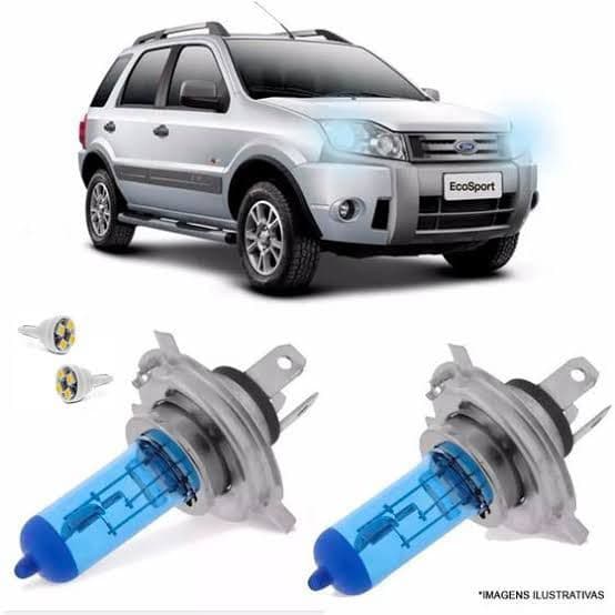 Kit 2 Lampada H4 Super Branca + 2 T10 8 Leds Lanterna Ford Ecosport 2003 a 2016