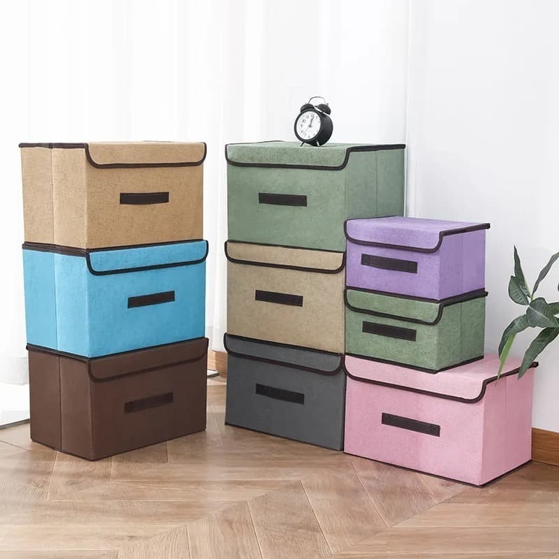 Kit 2 Caixa Organizadora Grande Flexível Multiuso P/ Armário, 37x24x24, Cores Sortidas