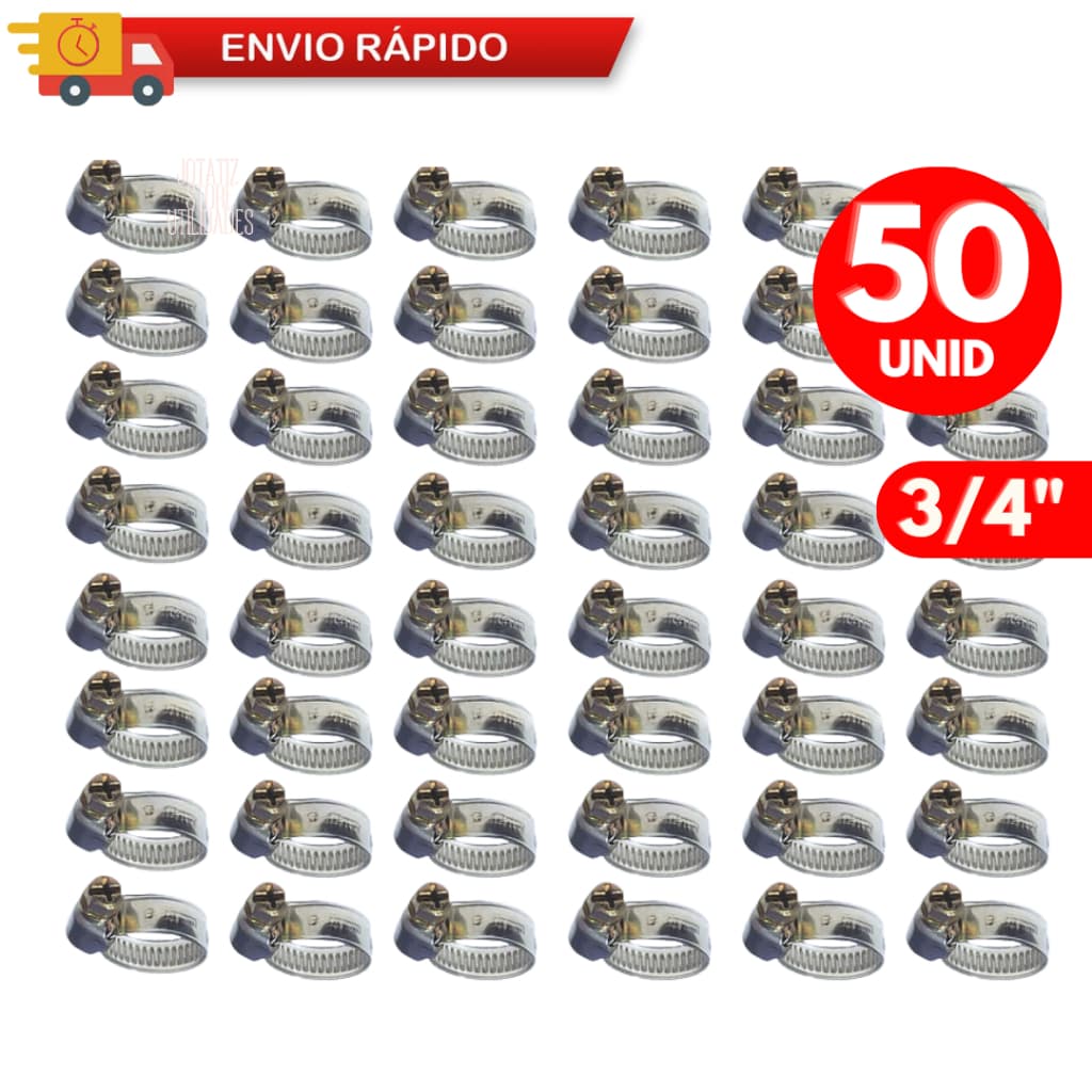 Kit 50/ 25/ 20/10 Abraçadeiras De Metal E Aço Inox Reforçado Vedação Para Mangueira 3/4'' 1,3CM X 1,9CM X 0,7CM