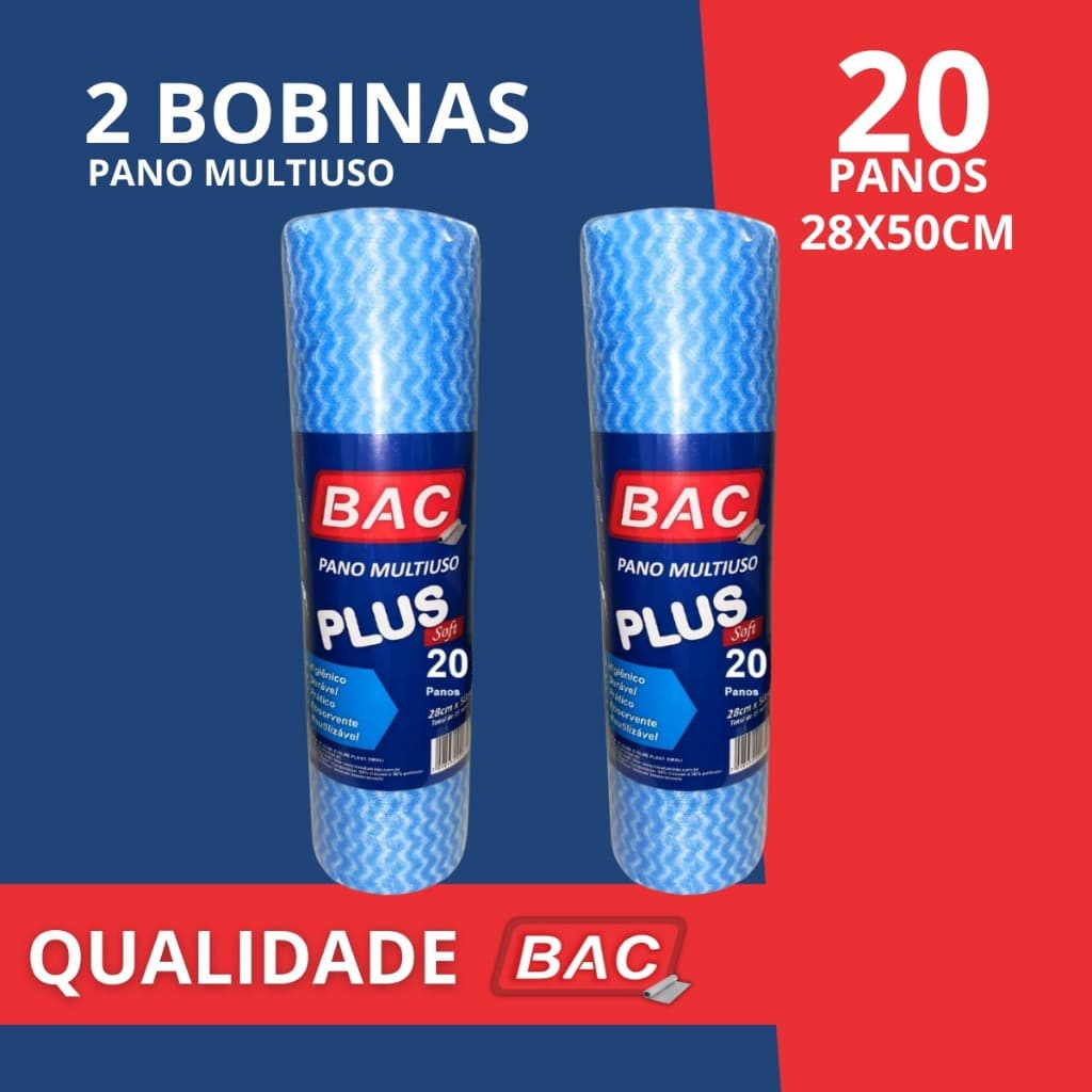 Kit 2 Rolo Bobina Pano Multiuso Tipo Perfex 10 Metros 20 Panos Qualidade BAC