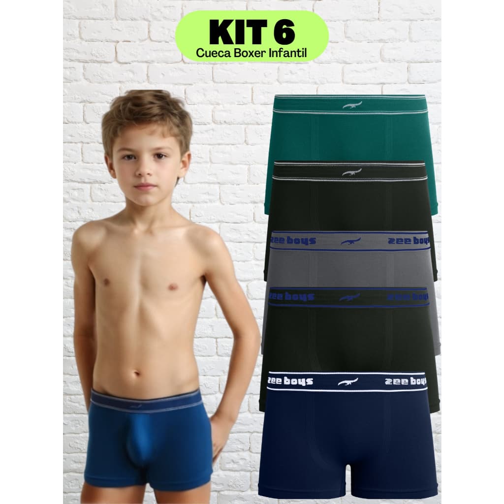 Kit Com Seis Cuecas Para Meninos Sem Costura Box Sem Costura