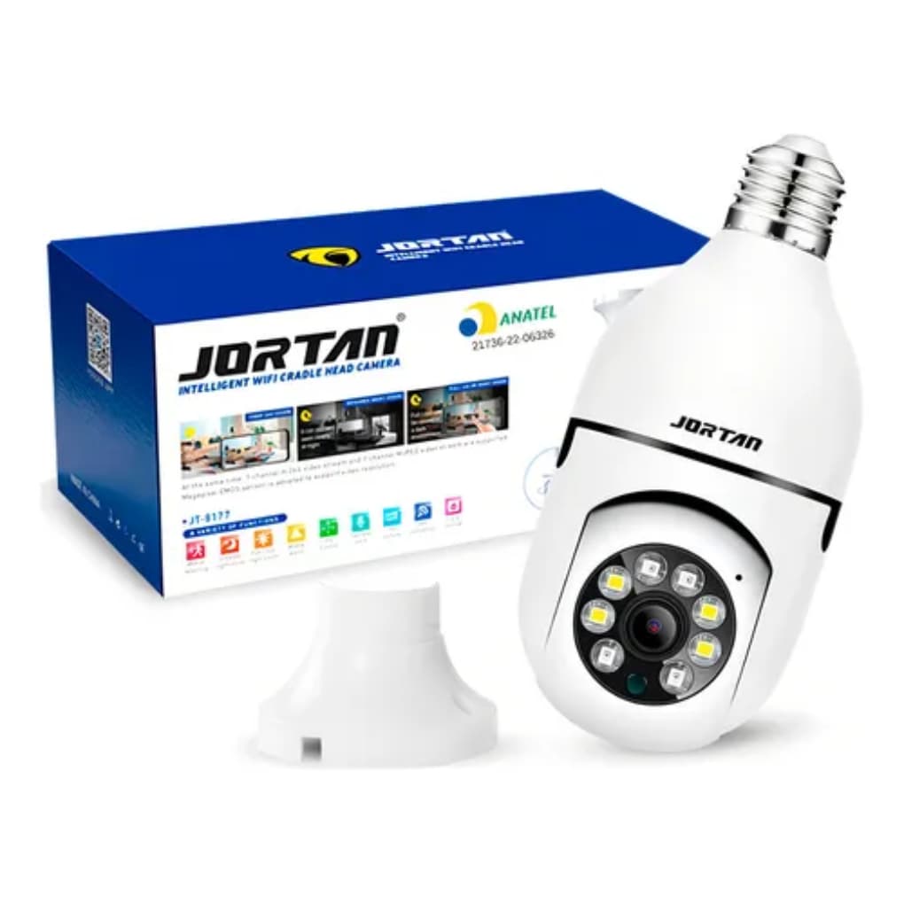 Câmera De Segurança Jortan Lâmpada Wifi Infravermelho Cor Branca