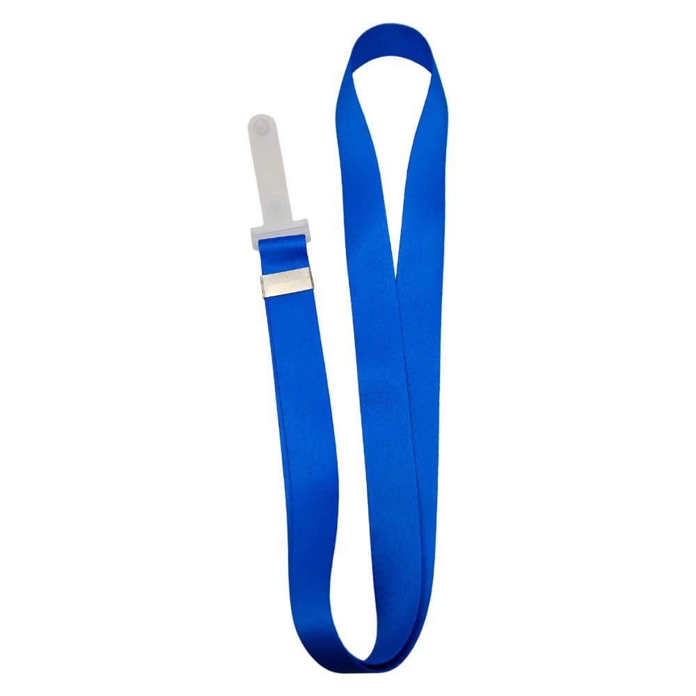 100 Cordões para Crachá Acabamento em Alça Leitosa - 15mm - Azul
