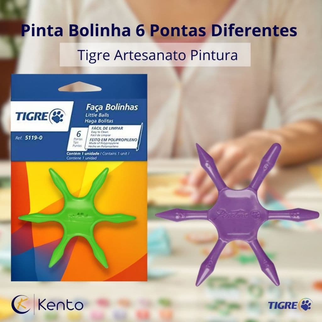 Pinta Bolinha 6 Pontas Diferentes Tigre Artesanato Pintura