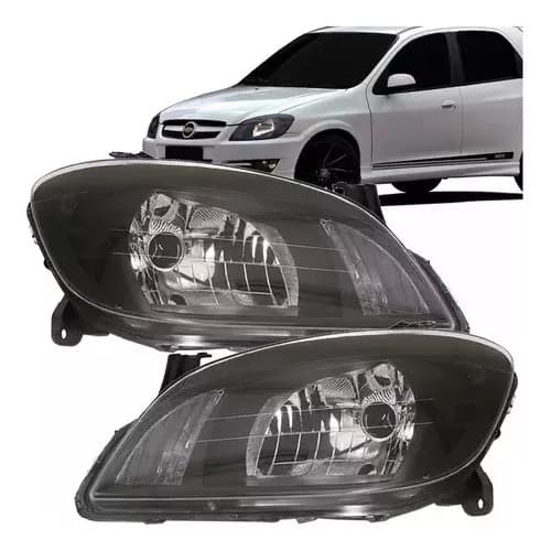 Par Farol Celta Prisma 2007 2008 09 A 2012 Mascara Negra