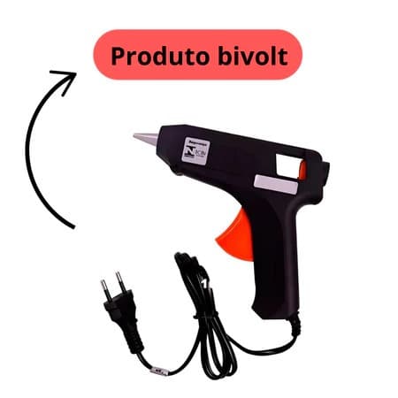 Pistola de Cola Quente + 10 Bastões de Cola Quente Revolver (110v e 220v) Pequena Profissional