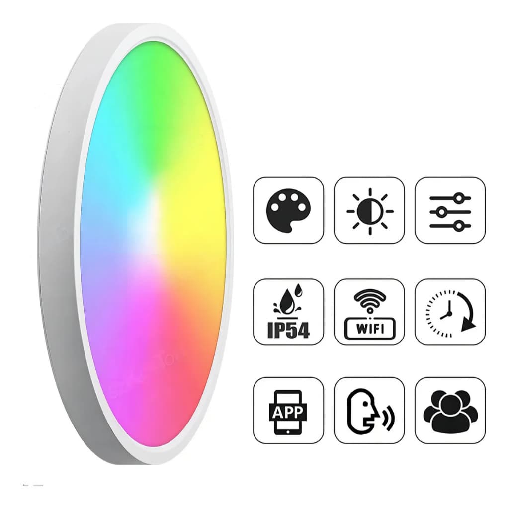 Plafon LED Inteligente Teto 24W Inteligente RGB Wifi Alexa Google assistente